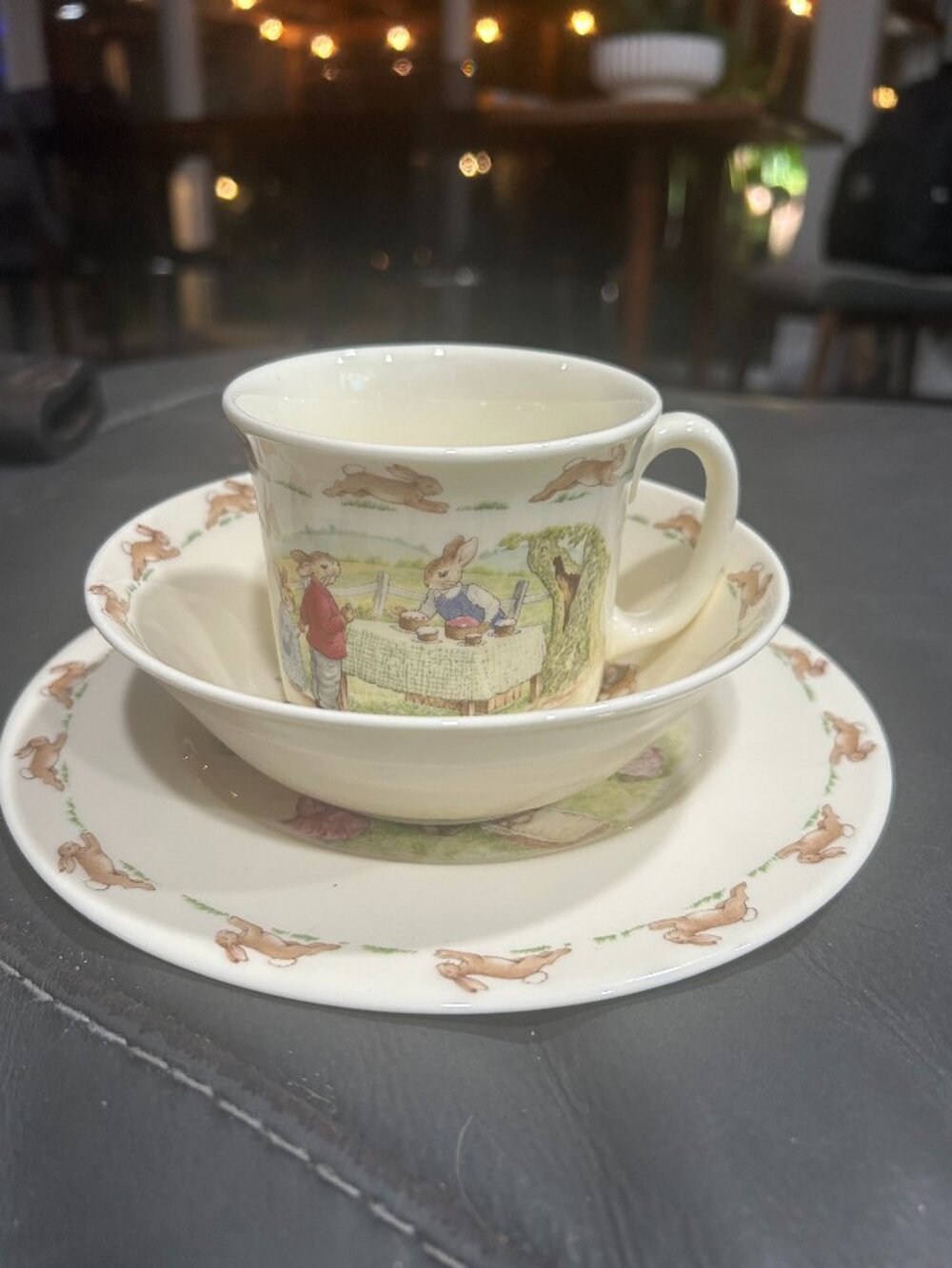 Royal Doulton Bunnykins 3 Piece Child Set Mug, Bowl, & 8" Plate 1930s